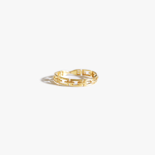 The Flat Link Ring in Solid Gold