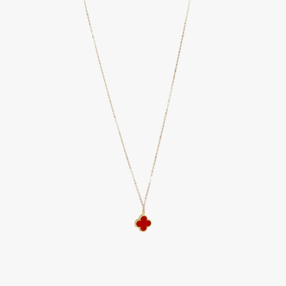 The Mini Designer Red Clover Necklace in Solid Gold