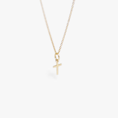 The Mini Cross Necklace in Solid Gold