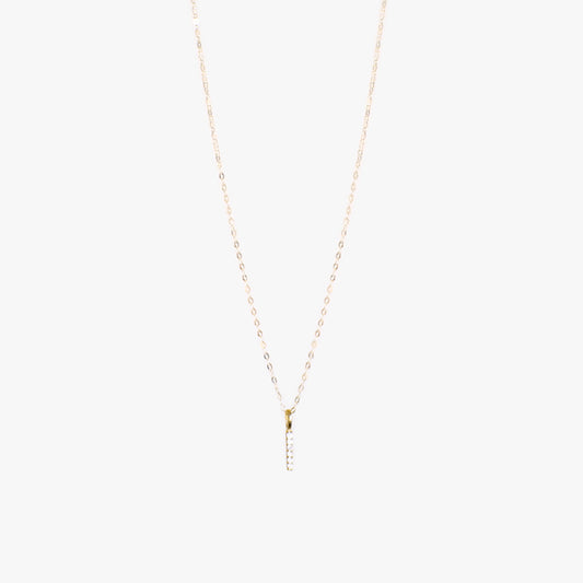 The Mini Pave Bar Necklace in Solid Gold