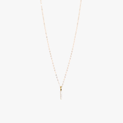 The Mini Pave Bar Necklace in Solid Gold