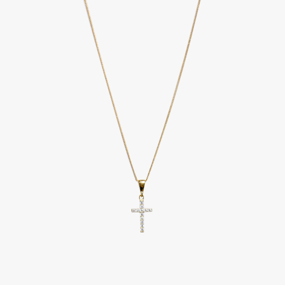 The Pavé Cross Necklace in Solid Gold