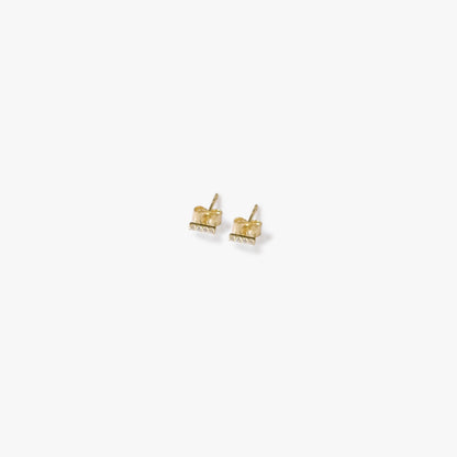 The Mini Pave Bar Earrings in Solid Gold