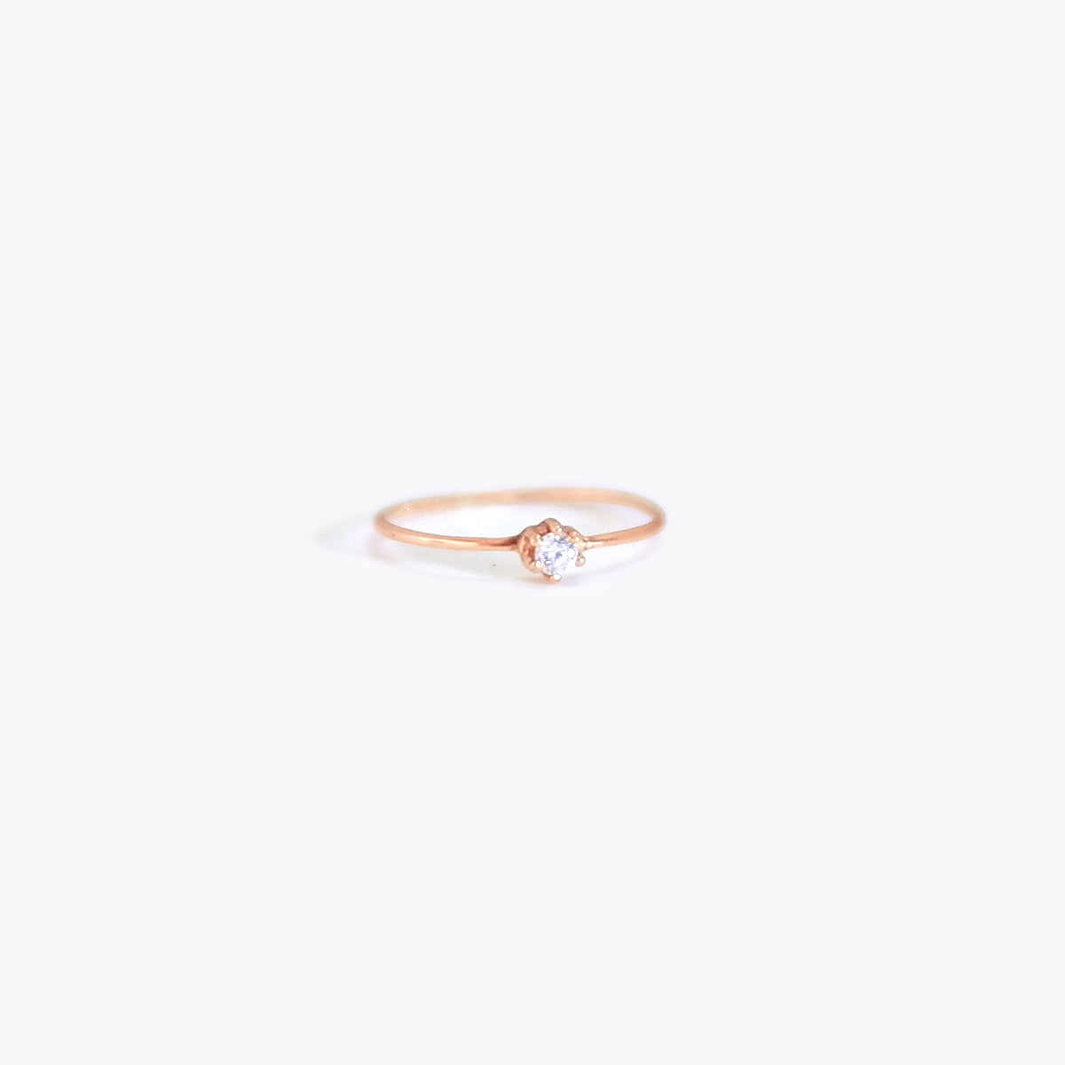 The Tiny Solitaire Birthstone Ring in Solid Gold