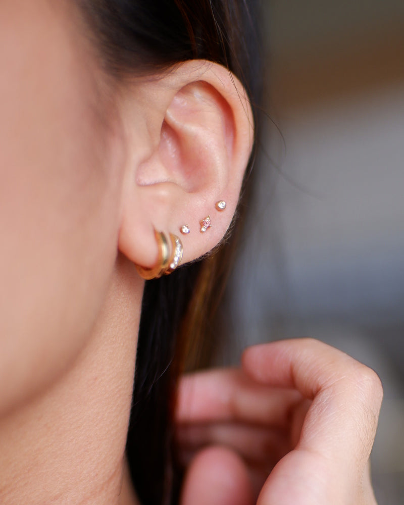 The Tiny Classic Diamond Earrings in Solid Gold