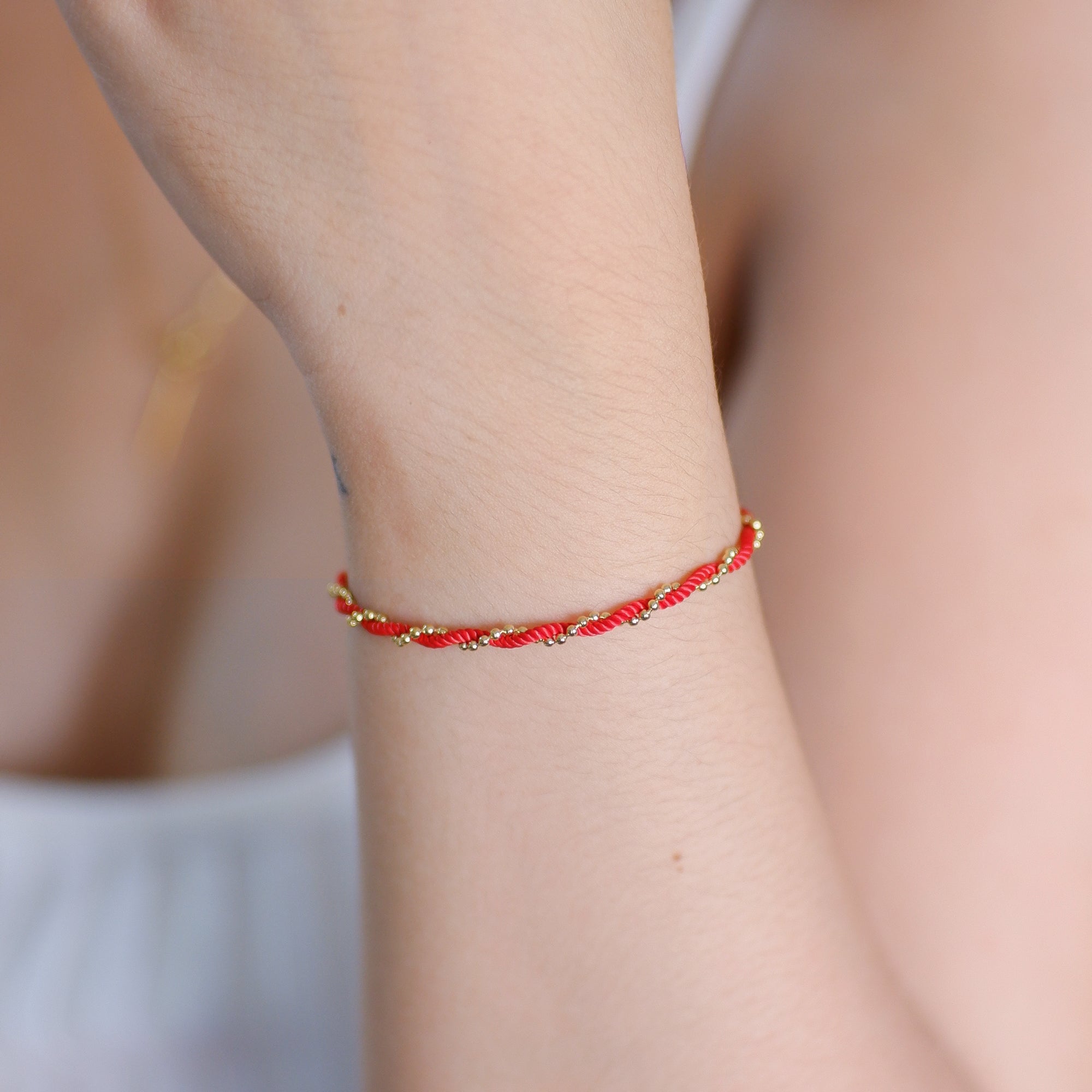 The Red Line Twisted Beads Bracelet and Anklet