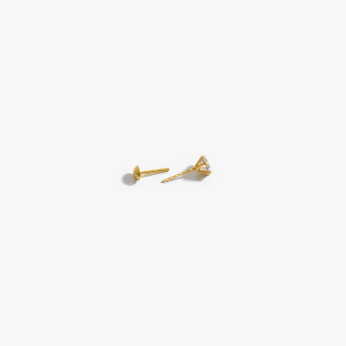 The Solitaire Flat Back Threaded Studs in Solid Gold