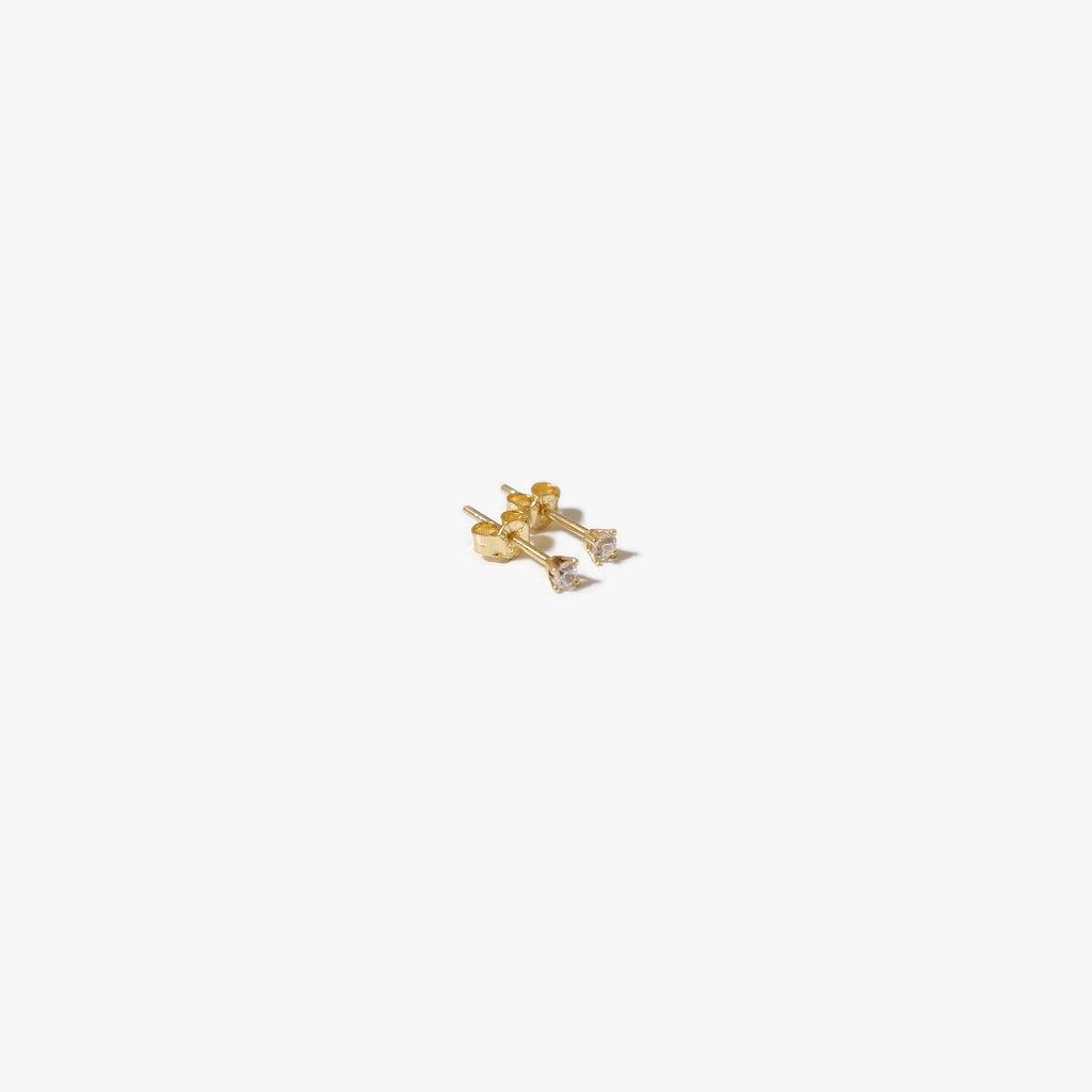 The Tiny Solitaire Earrings in Solid Gold