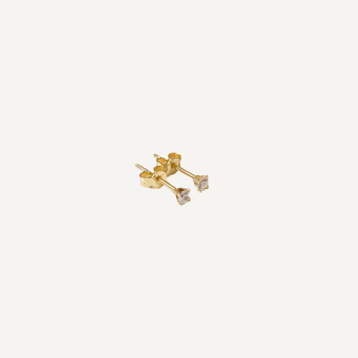The Tiny Solitaire Earrings in Solid Gold