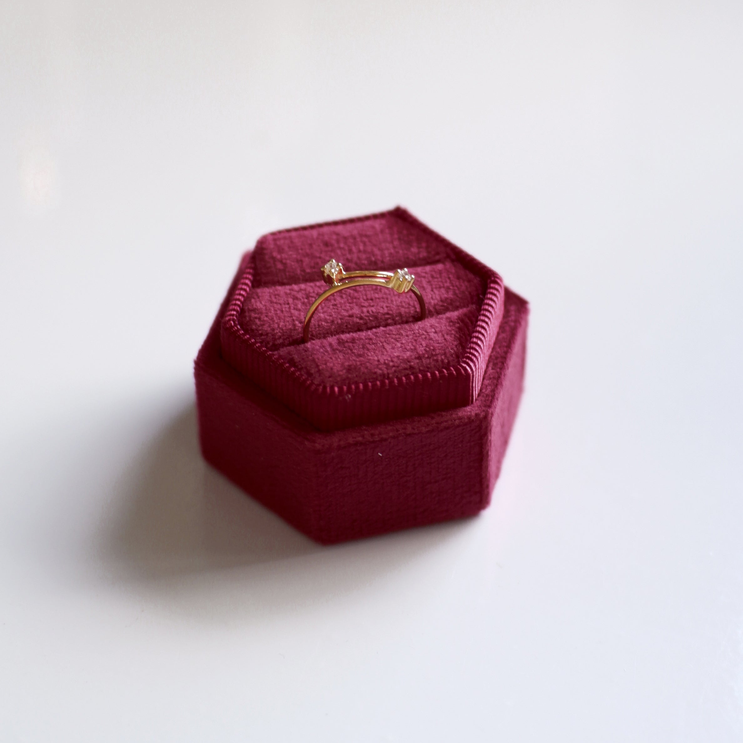 Luxe Velvet Ring Box in Wine Red